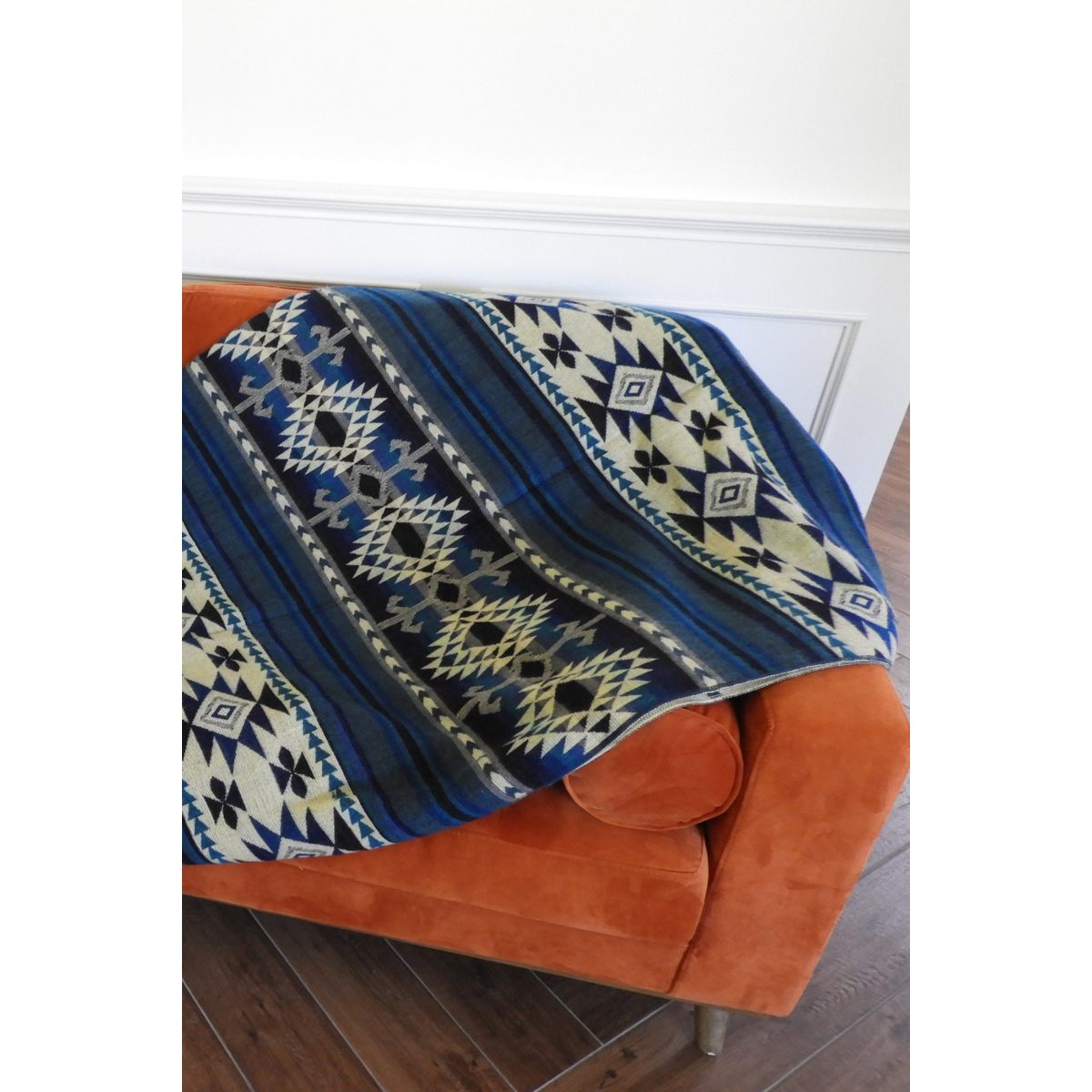 Ecuadorian alpaca blanket | indigenous blanket | Cotopaxi blue