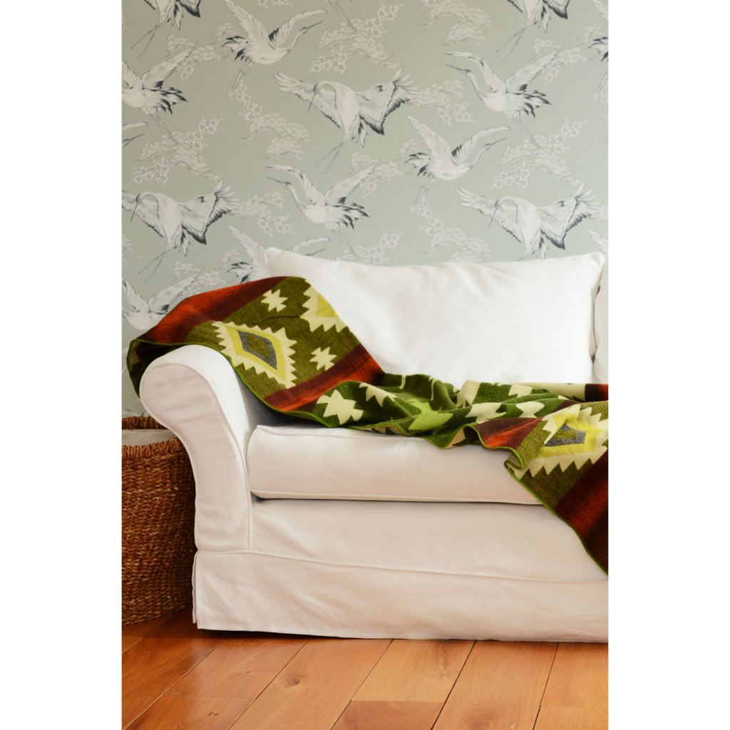 Ecuadorian alpaca blanket | indigenous blanket | Quilotoa green