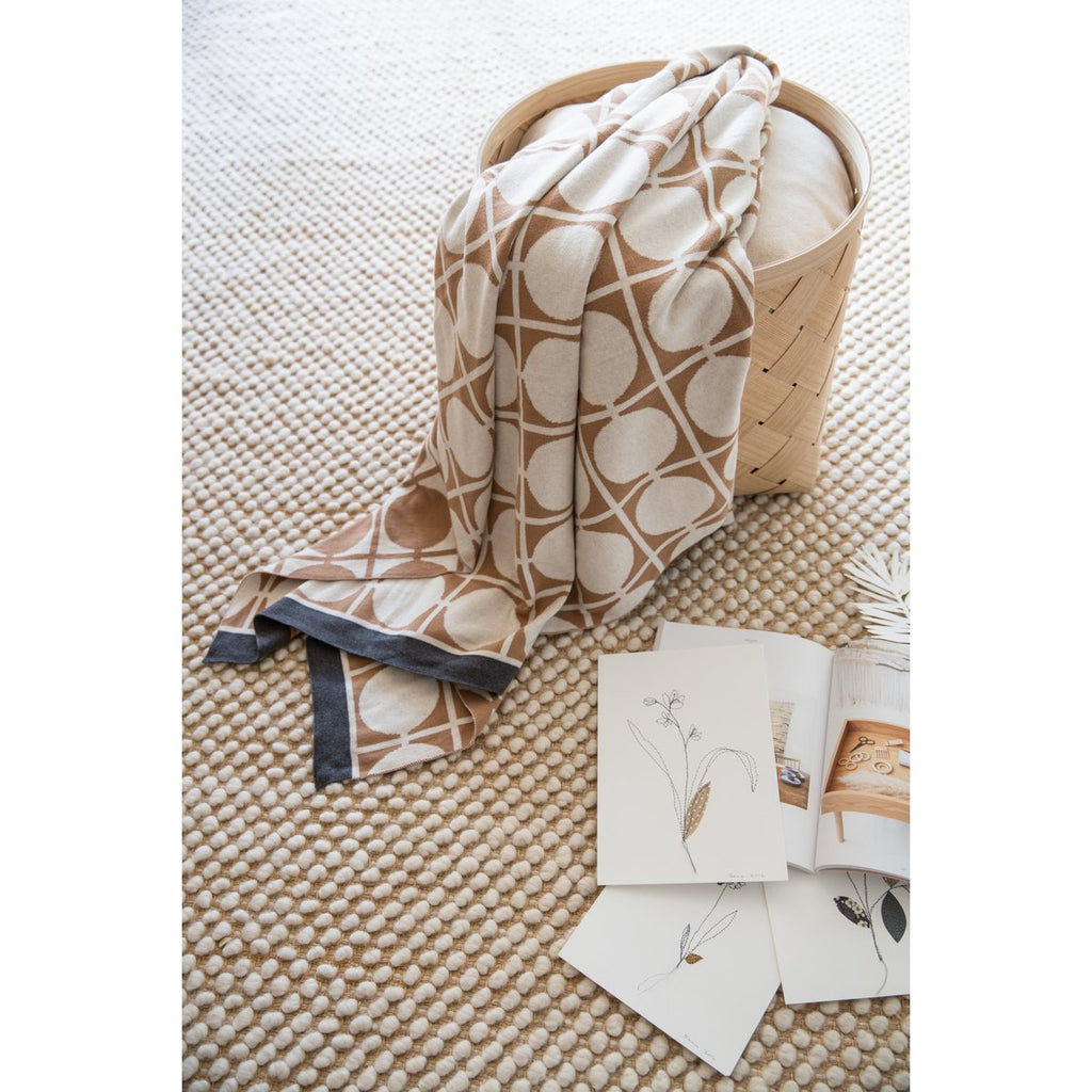 Don deken bruin, zacht jacquard gebreide katoen