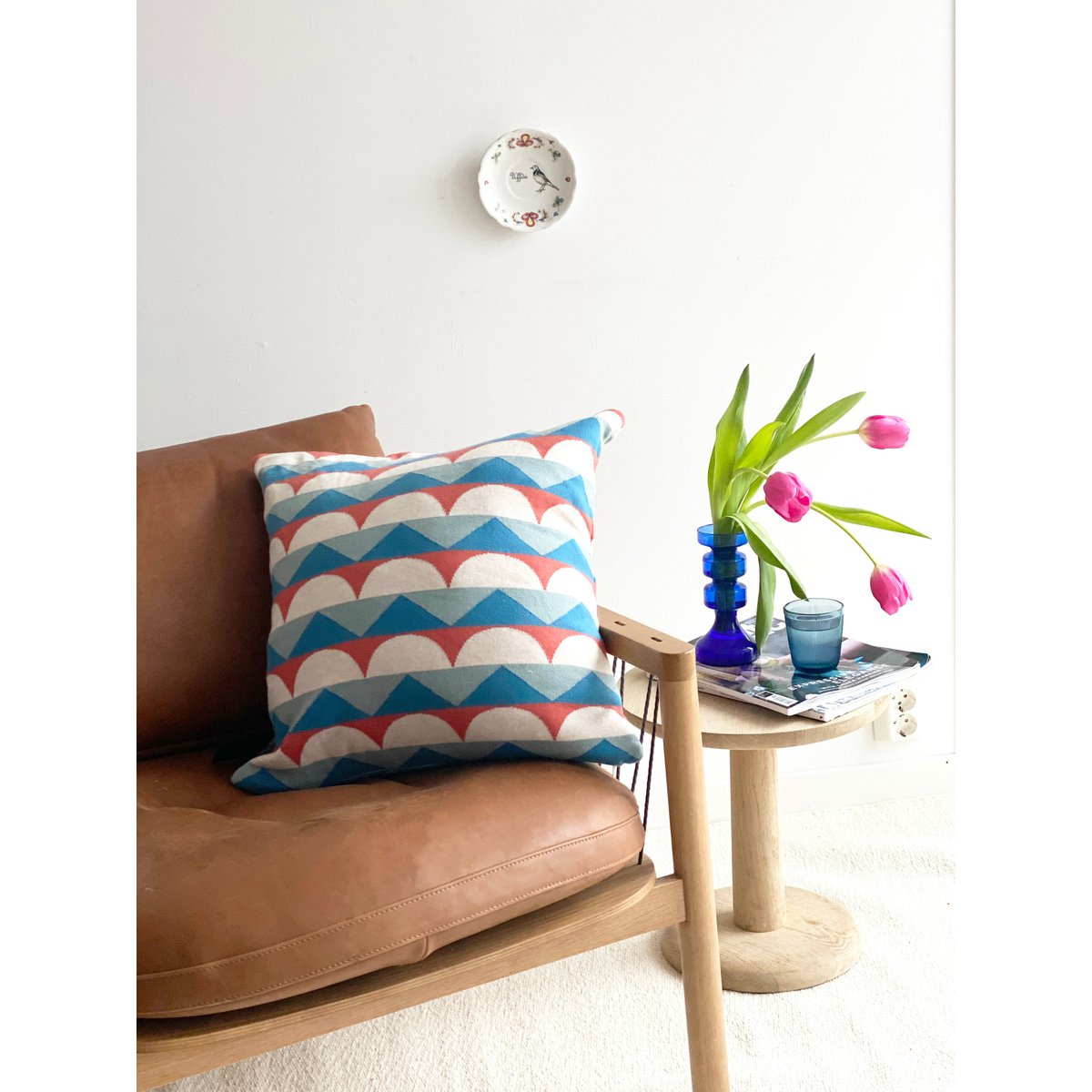 Toby-kussen-dekblauw, zacht Jacquard gebreide katoen