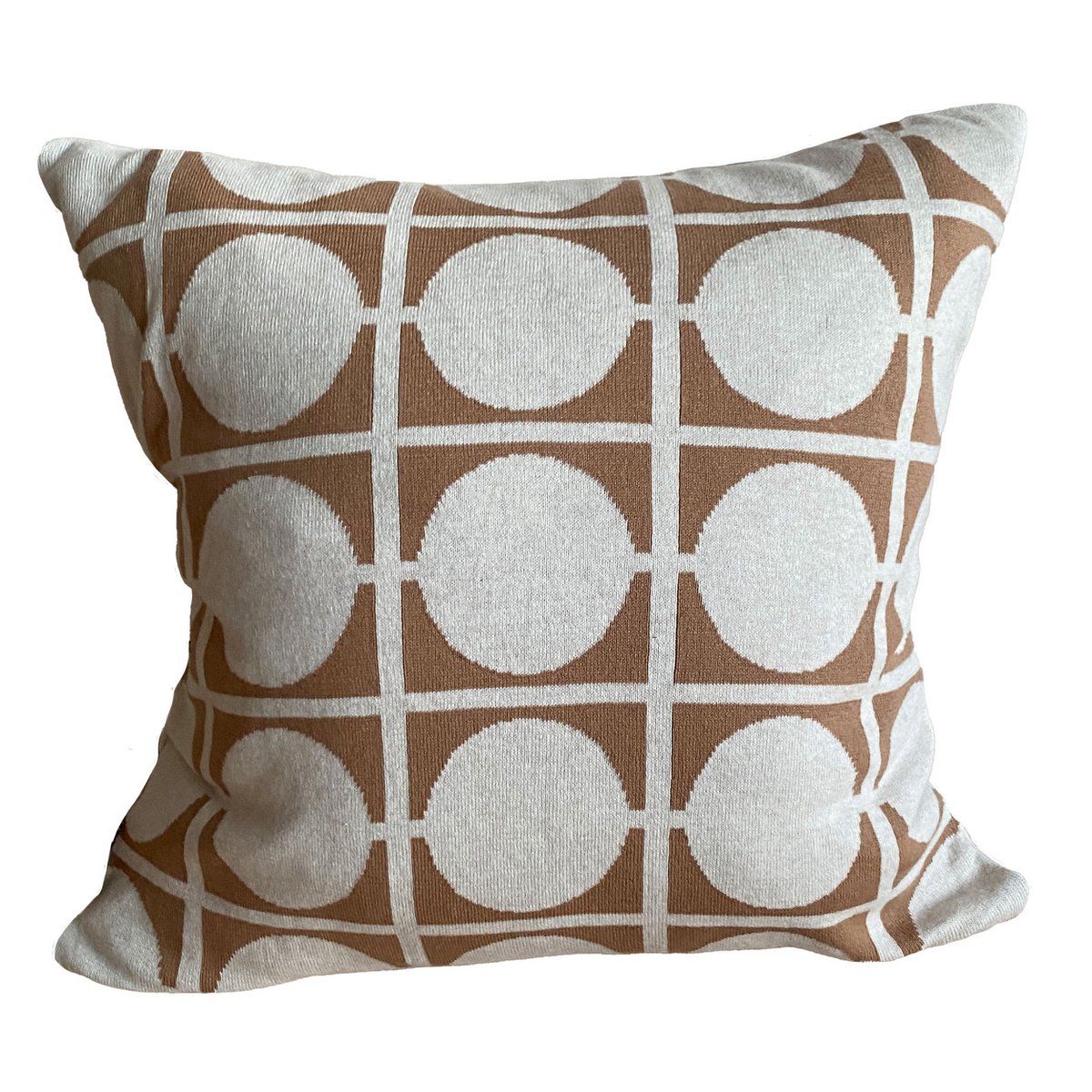 Don cushion cover brown, soft jacquard cotton knitted