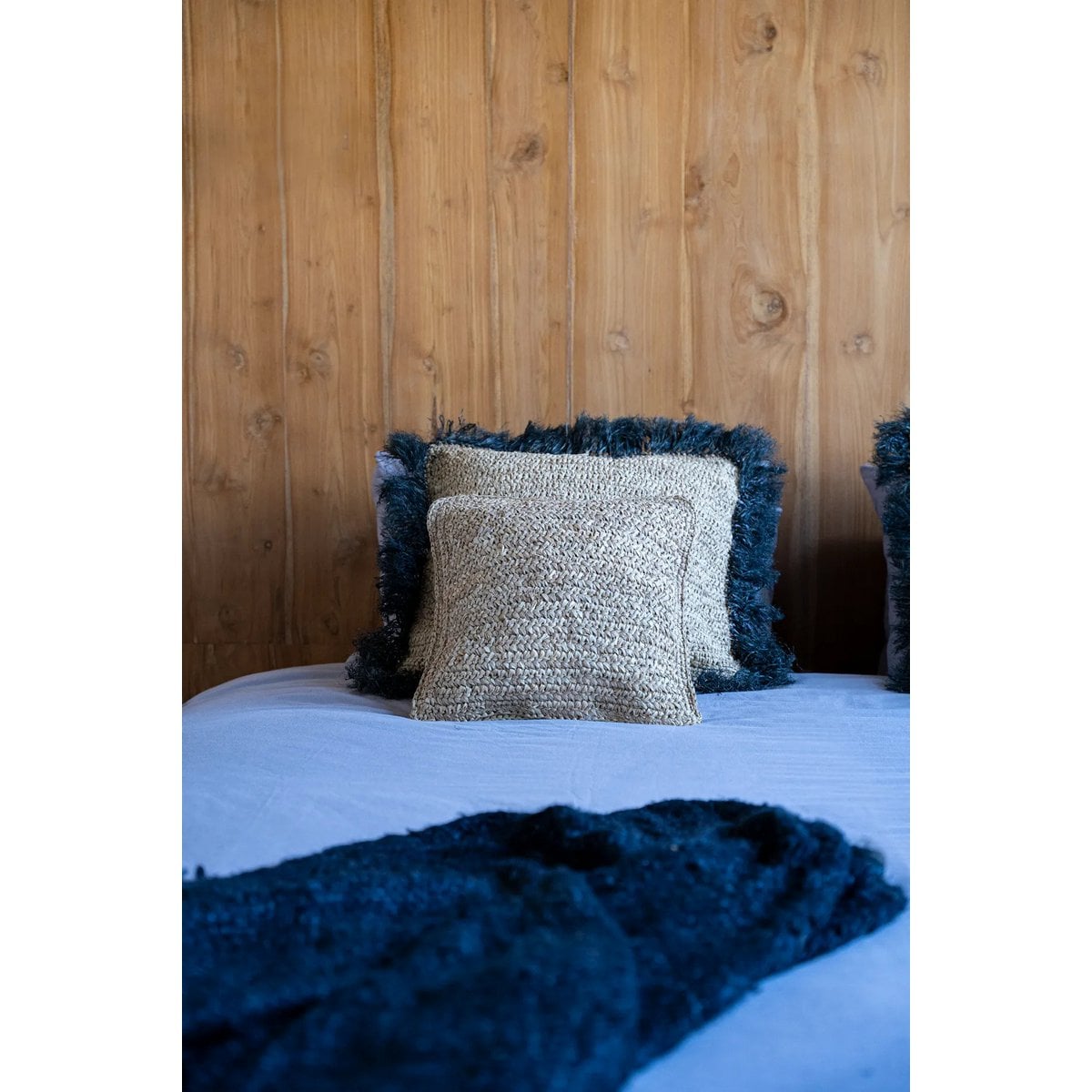 The Raffia Flores Square Cushion Cover - Natural - 40x40