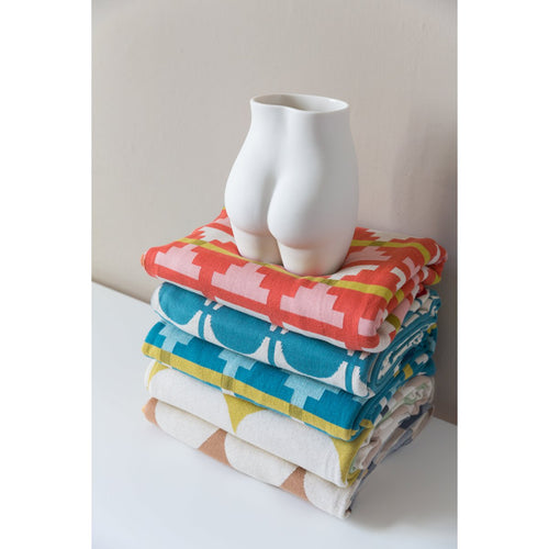 Alf Deken Rood, zacht jacquard gebreid katoen