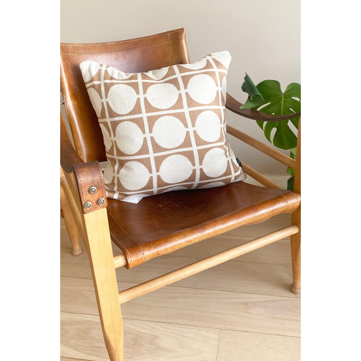 Don cushion cover brown, soft jacquard cotton knitted