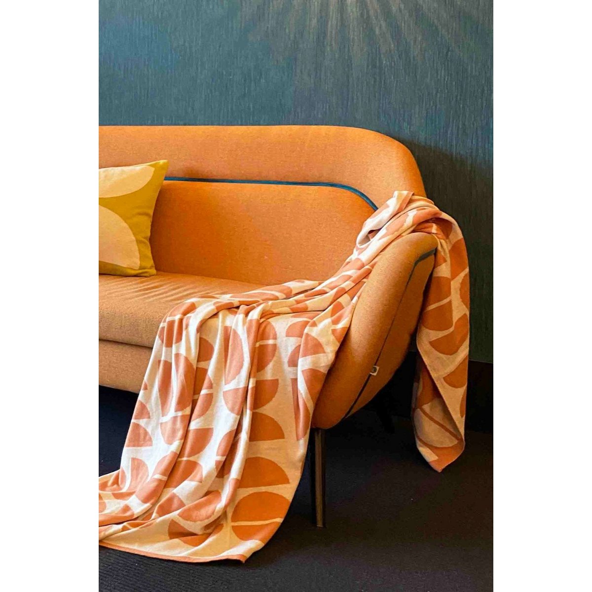 Ella deken perzik, zachte jacquard gebreide katoen