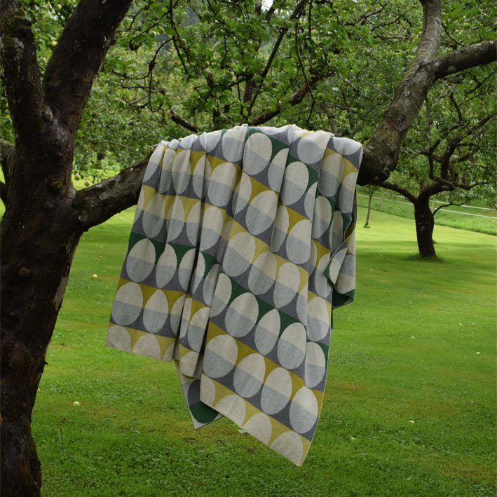 Olivia deken groen, zacht jacquard gebreide katoen