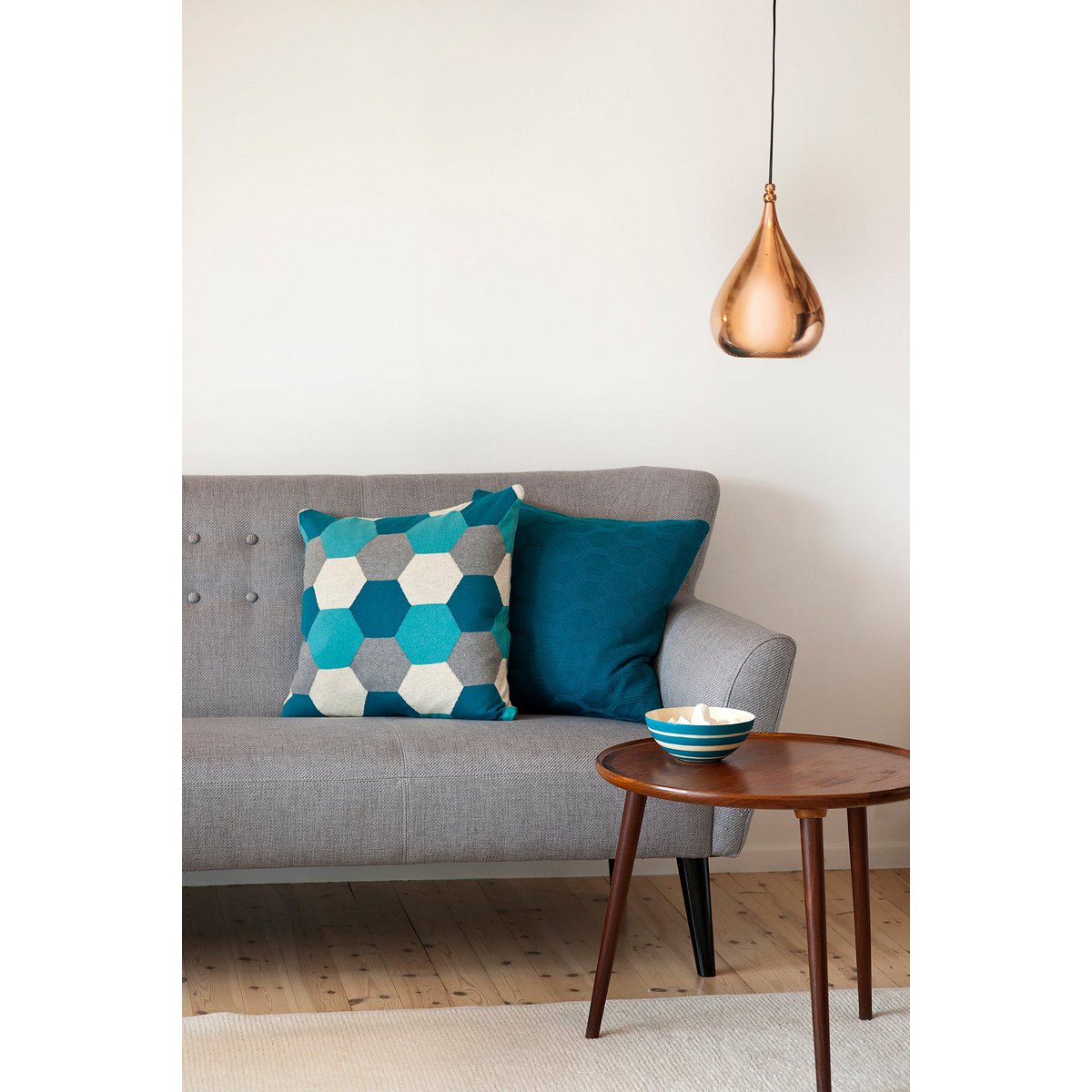 Oskar kussenhoes Petrol, zacht jacquard gebreid katoen