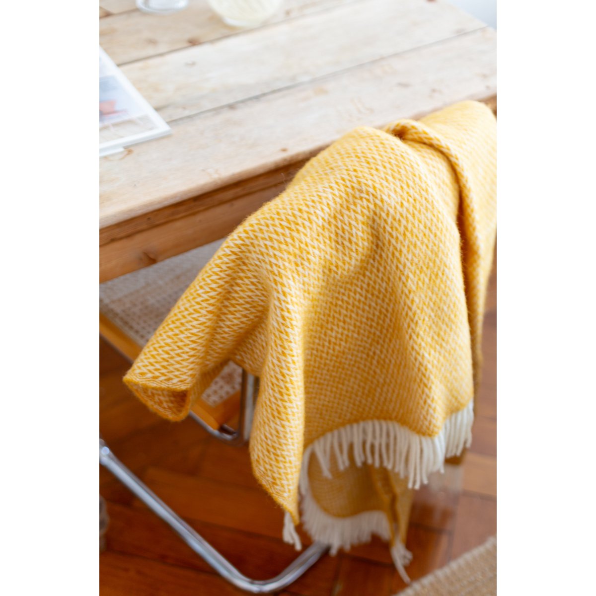 Fanny wollen deken geel, lichtgewicht pure Noorse wol