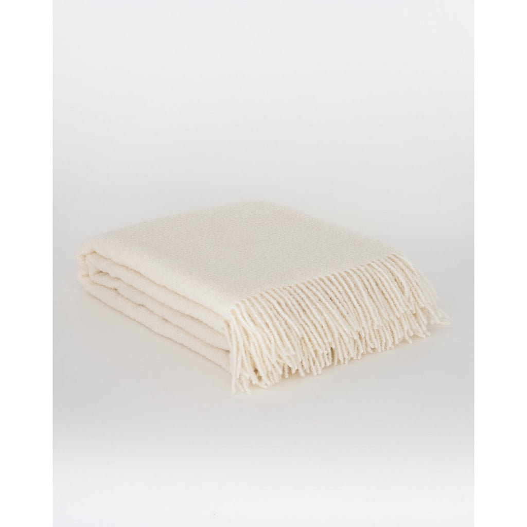 Wool bouclé throw blanket Paris White