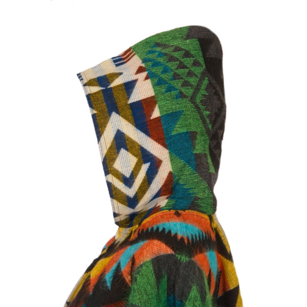 Alpaca Poncho Native Pattern | Waorani green