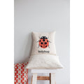 Ladybird kussen rood, zacht katoenen gebreide met punchneedle -borduurwerk