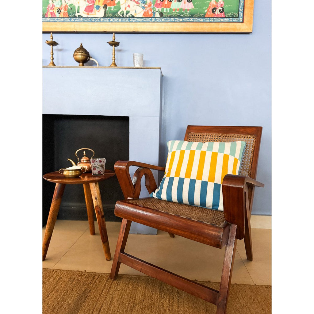 Mojo kussen-dekblauw, zachte Jacquard gebreide katoen.