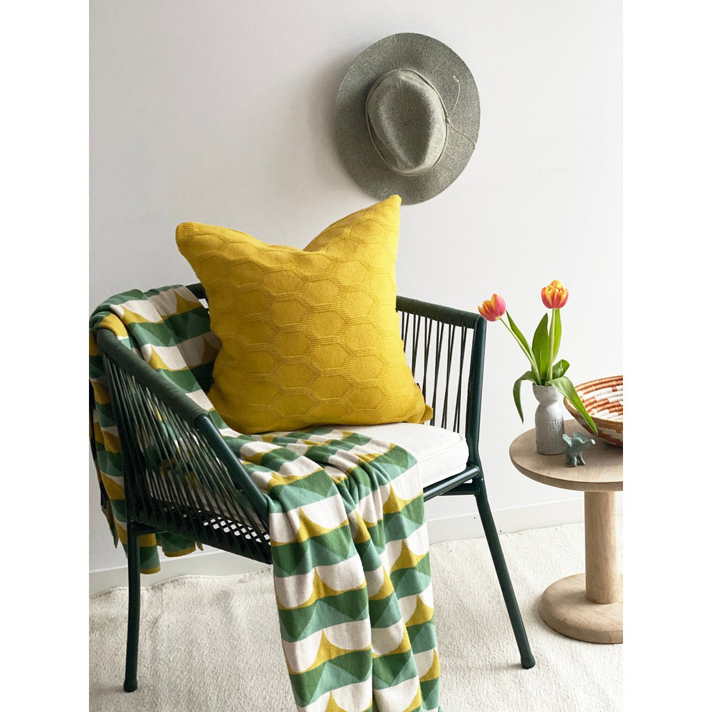 Toby dekengroen, zacht jacquard gebreide katoen