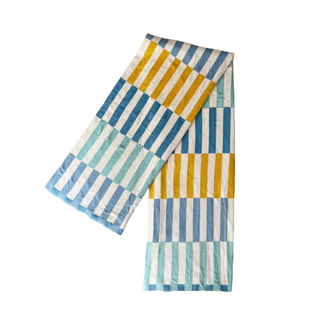 Mojo deken blauw, zacht Jacquard gebreide katoen.