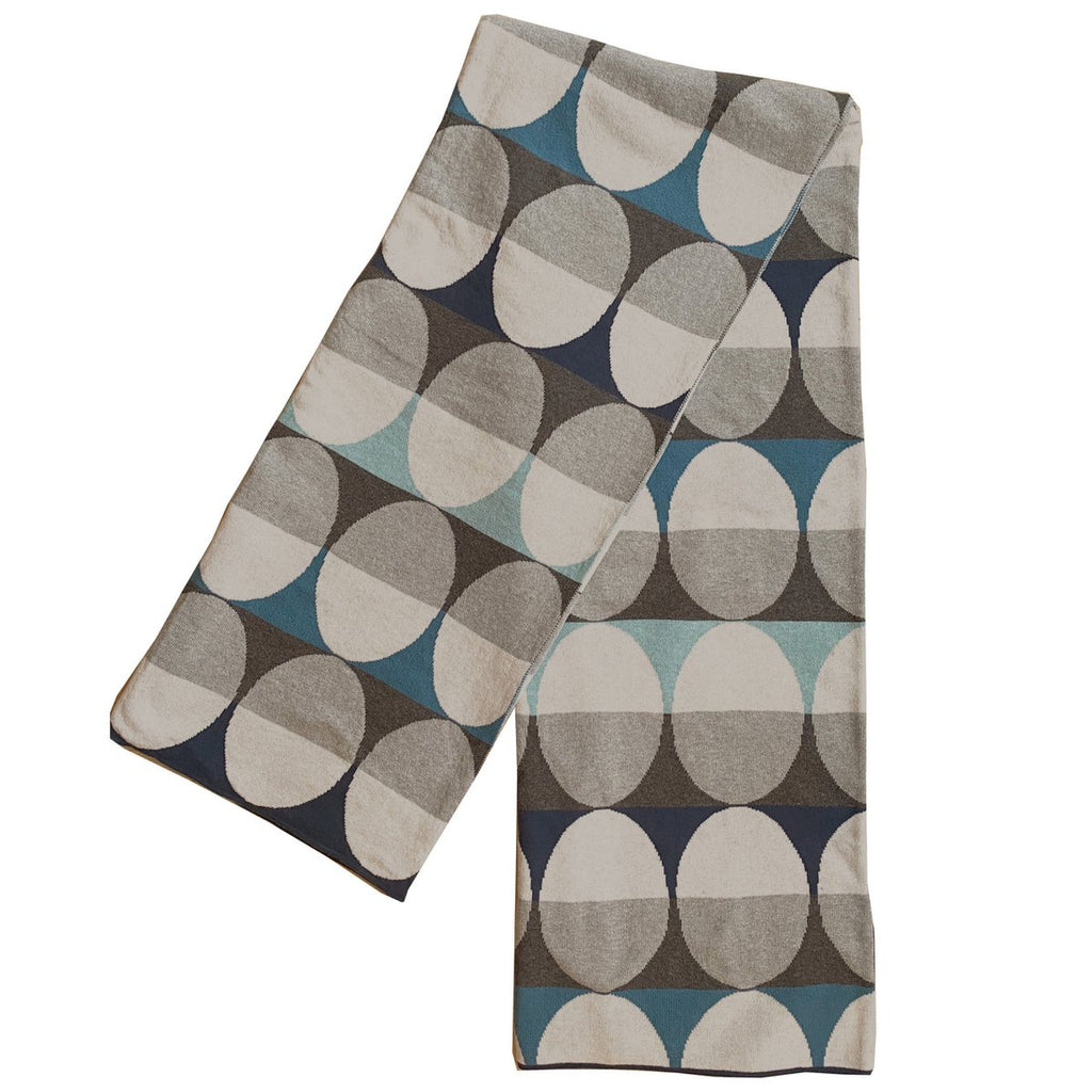 Olivia blanket blue, soft jacquard knitted cotton