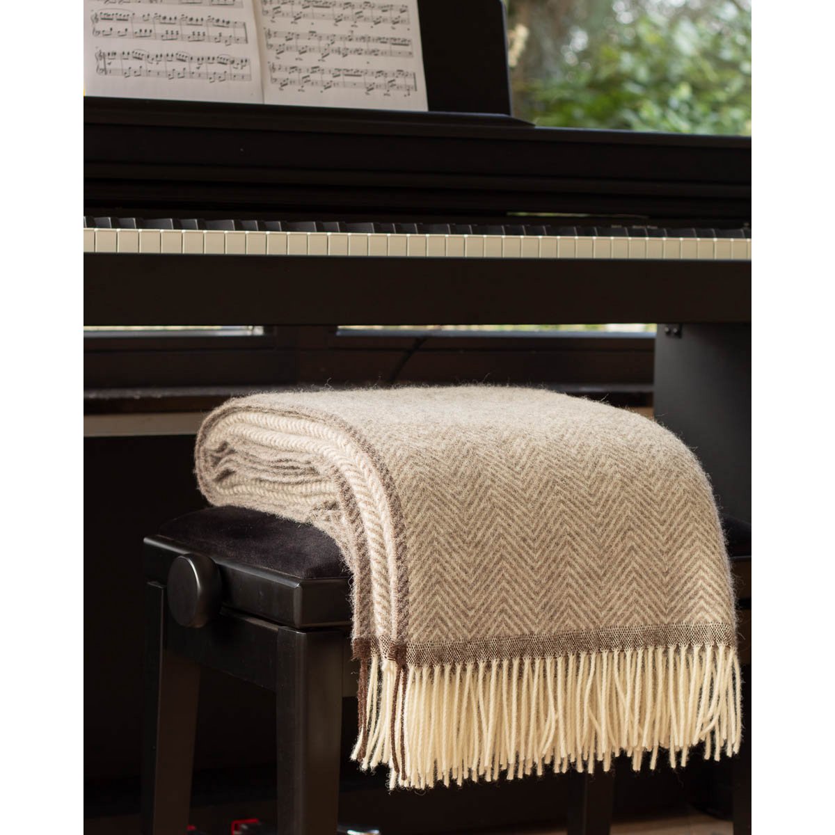 Denver beige wool throw blanket