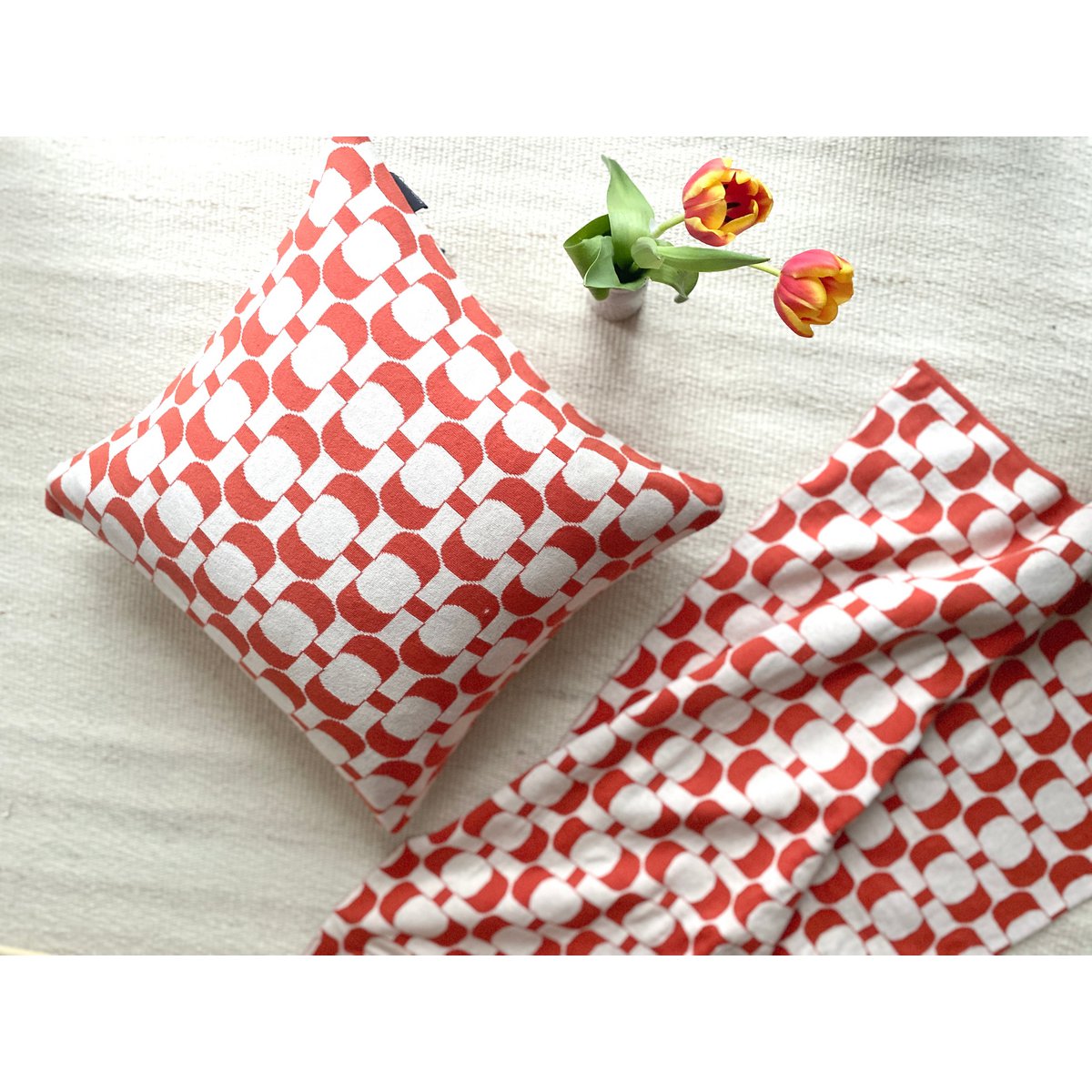 Edith blanket melon, soft jacquard knitted cotton