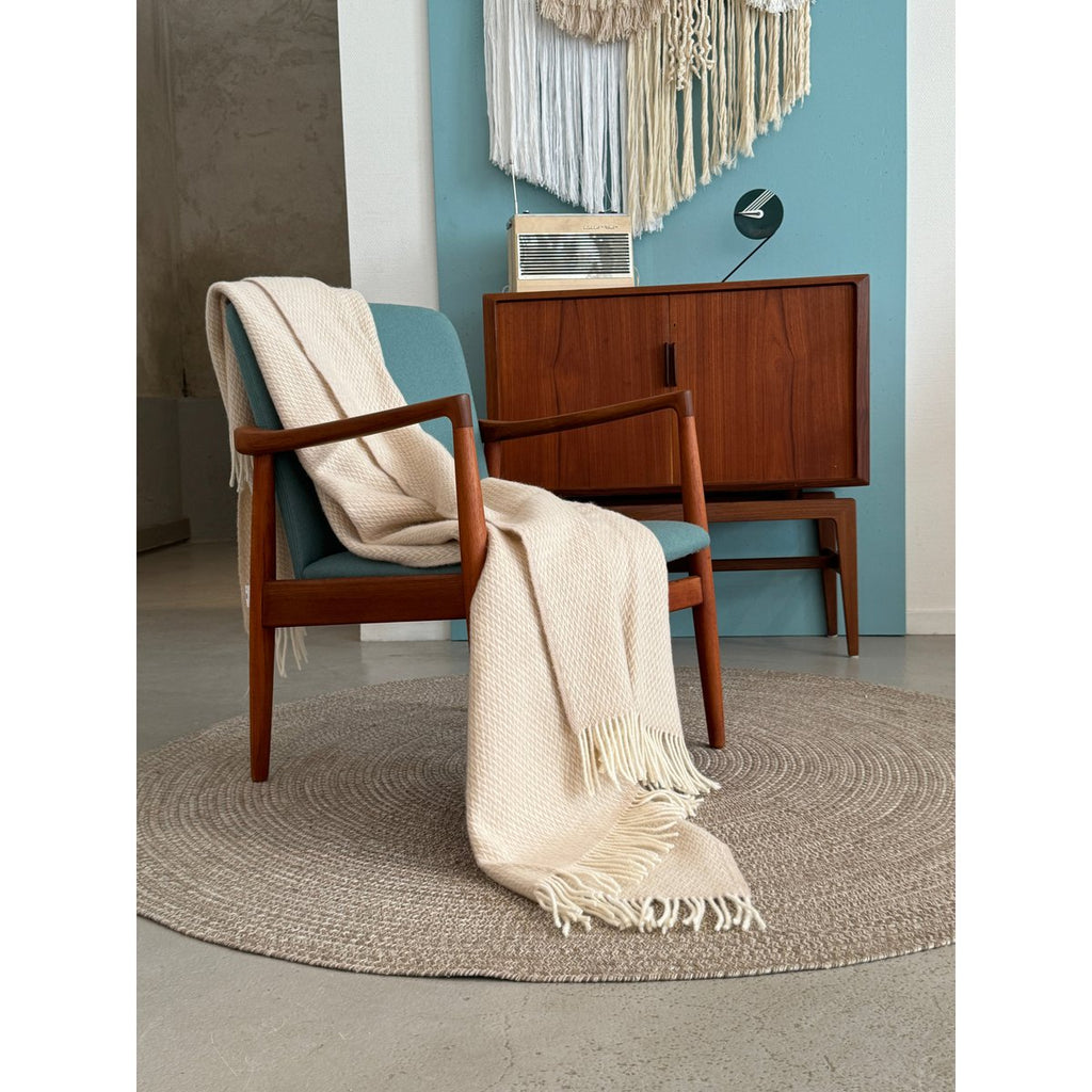 Fanny wollen deken creme, zacht lichtgewicht pure Noorse woldeken