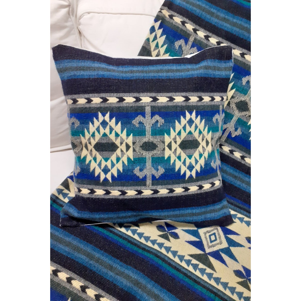 Alpaca inheemse kussensloop | Cotopaxi Blauw | 50x50 cm | alleen de hoes