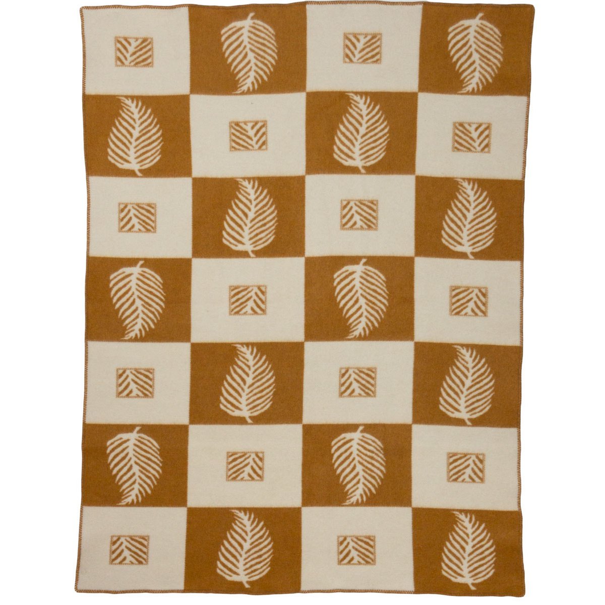 Merino wool bed blanket LEAF ocher