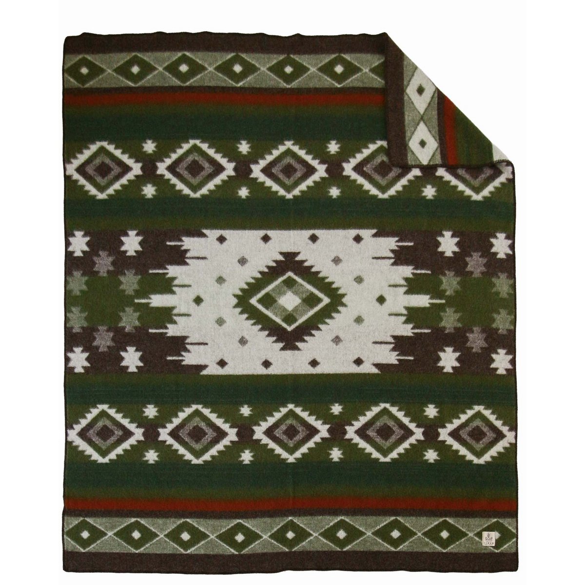 Wollen beddeken TRIBE - tweepersoons - groen