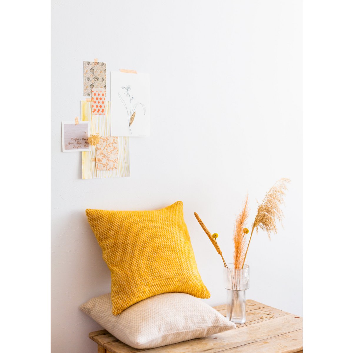 Fanny wollen kussenhoes,  geel