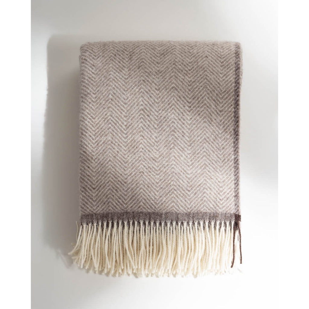Denver beige wool throw blanket