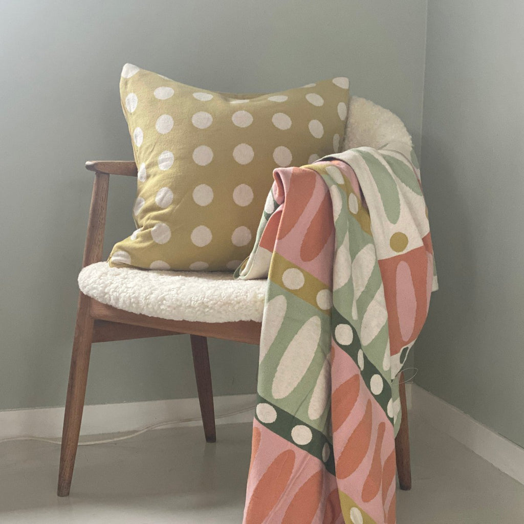 Astrid kussen-dek Olijf, zacht jacquard gebreide katoen