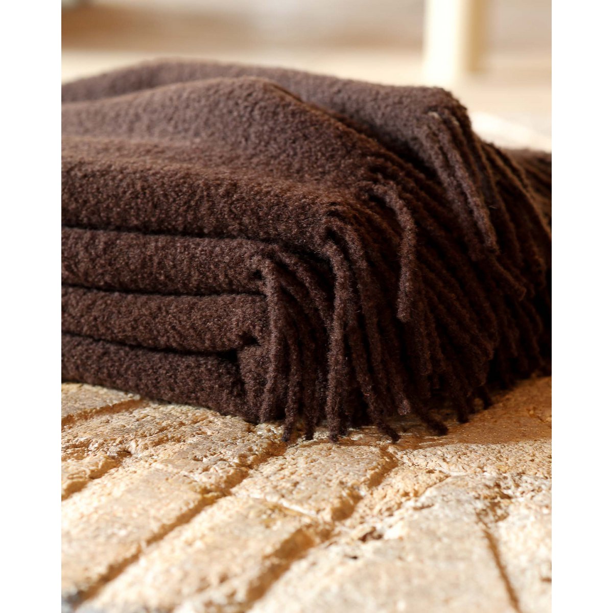 Wol (80%) Polyester (20%) bouclé  PARIS - donkerbruin - 140x200