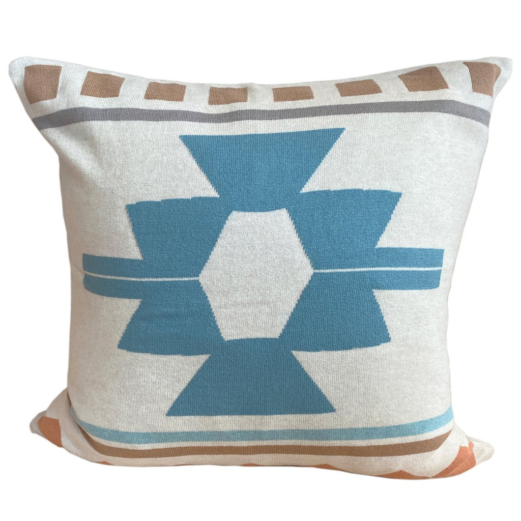 Ane kussenbedekking blauw, zacht jacquard gebreide katoen