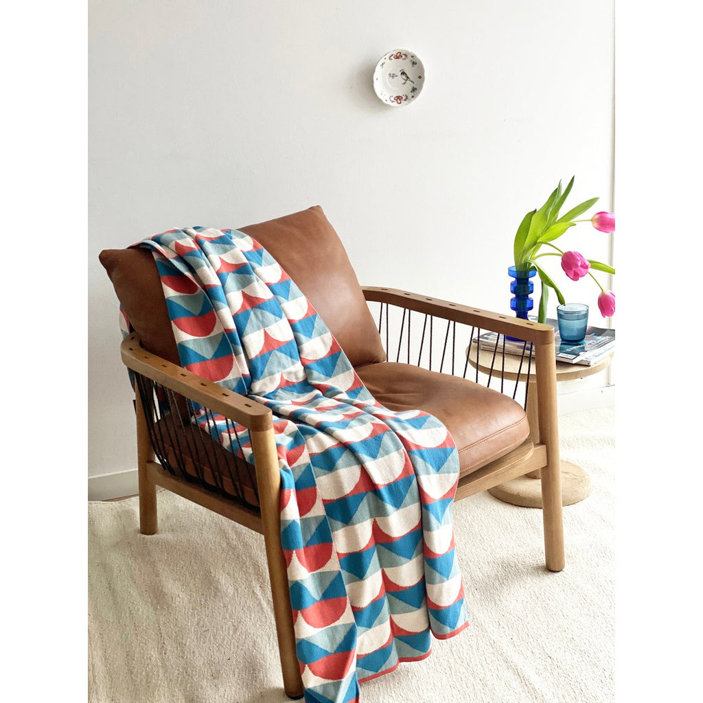 Toby deken blauw, zacht jacquard gebreide katoen