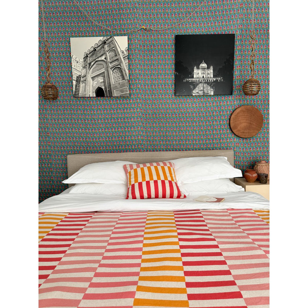 Mojo deken roze, zachte jacquard gebreide katoen.