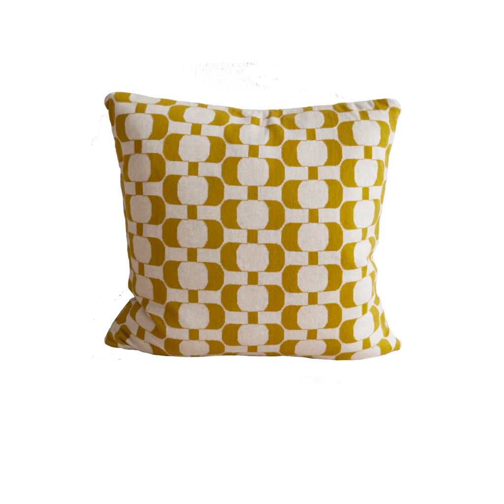 Edith kussen-cover lichtolive, zacht jacquard gebreide katoen