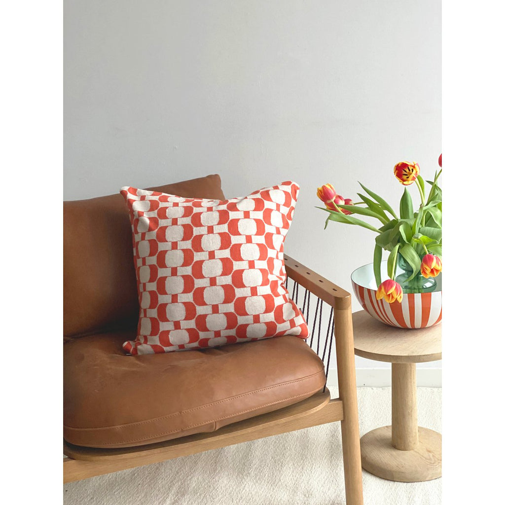 Edith kussenbedekking meloen, zacht jacquard gebreide katoen