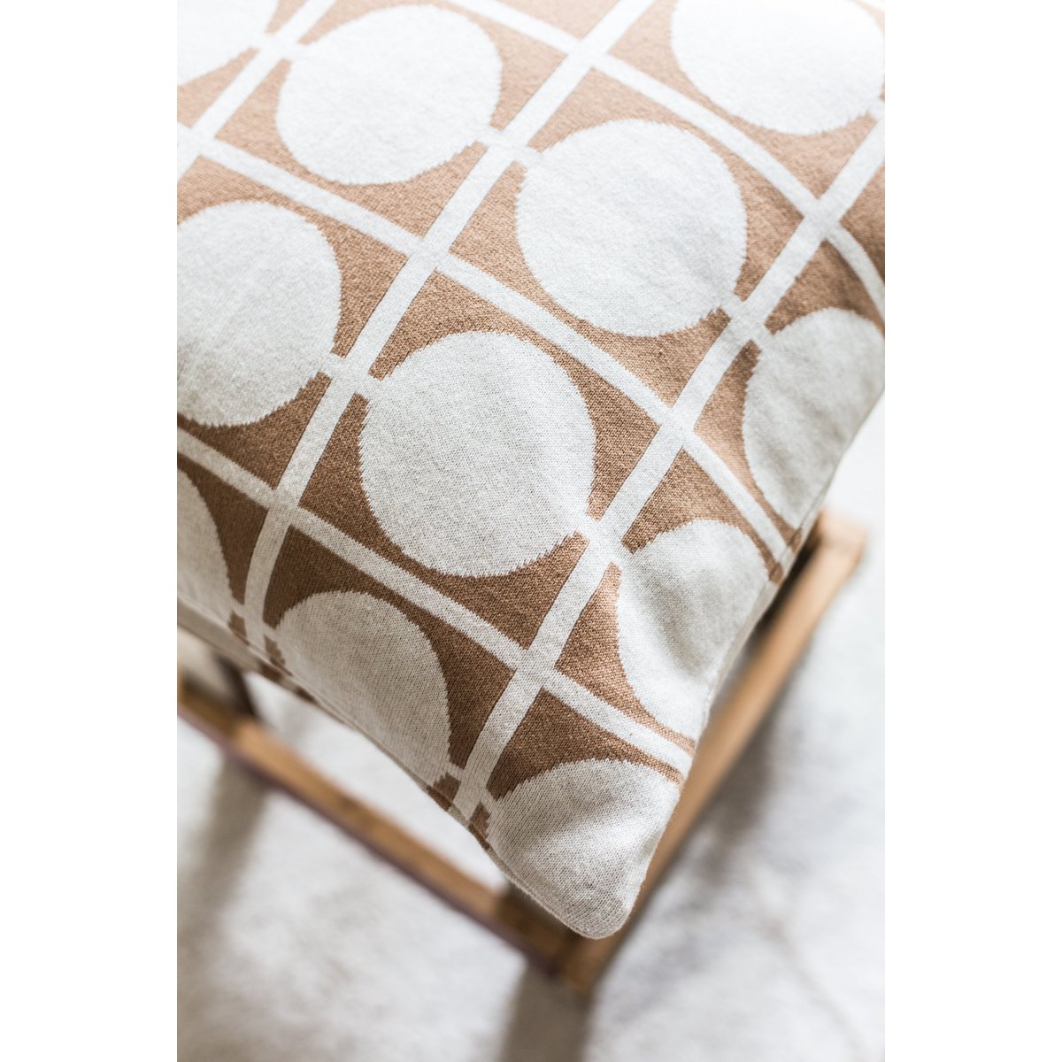 Don cushion cover brown, soft jacquard cotton knitted