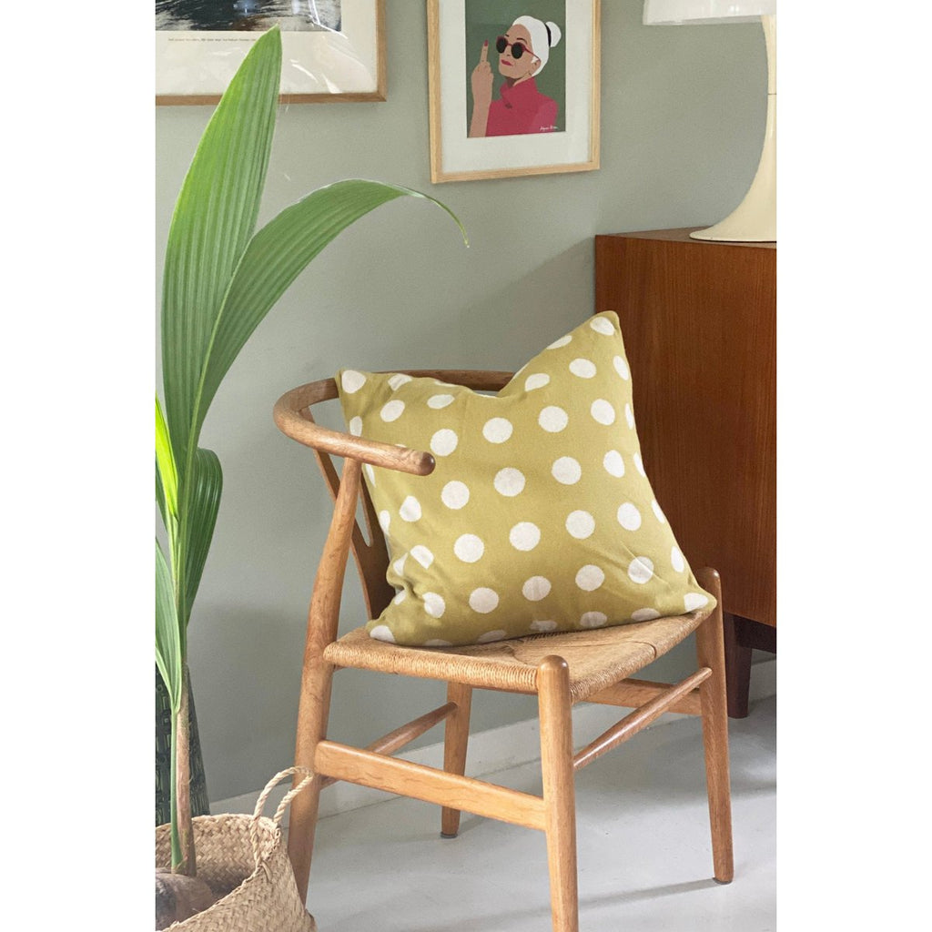 Astrid kussen-dek Olijf, zacht jacquard gebreide katoen