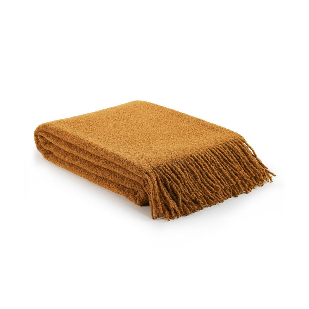 Wool bouclé blanket PARIS mustard yellow
