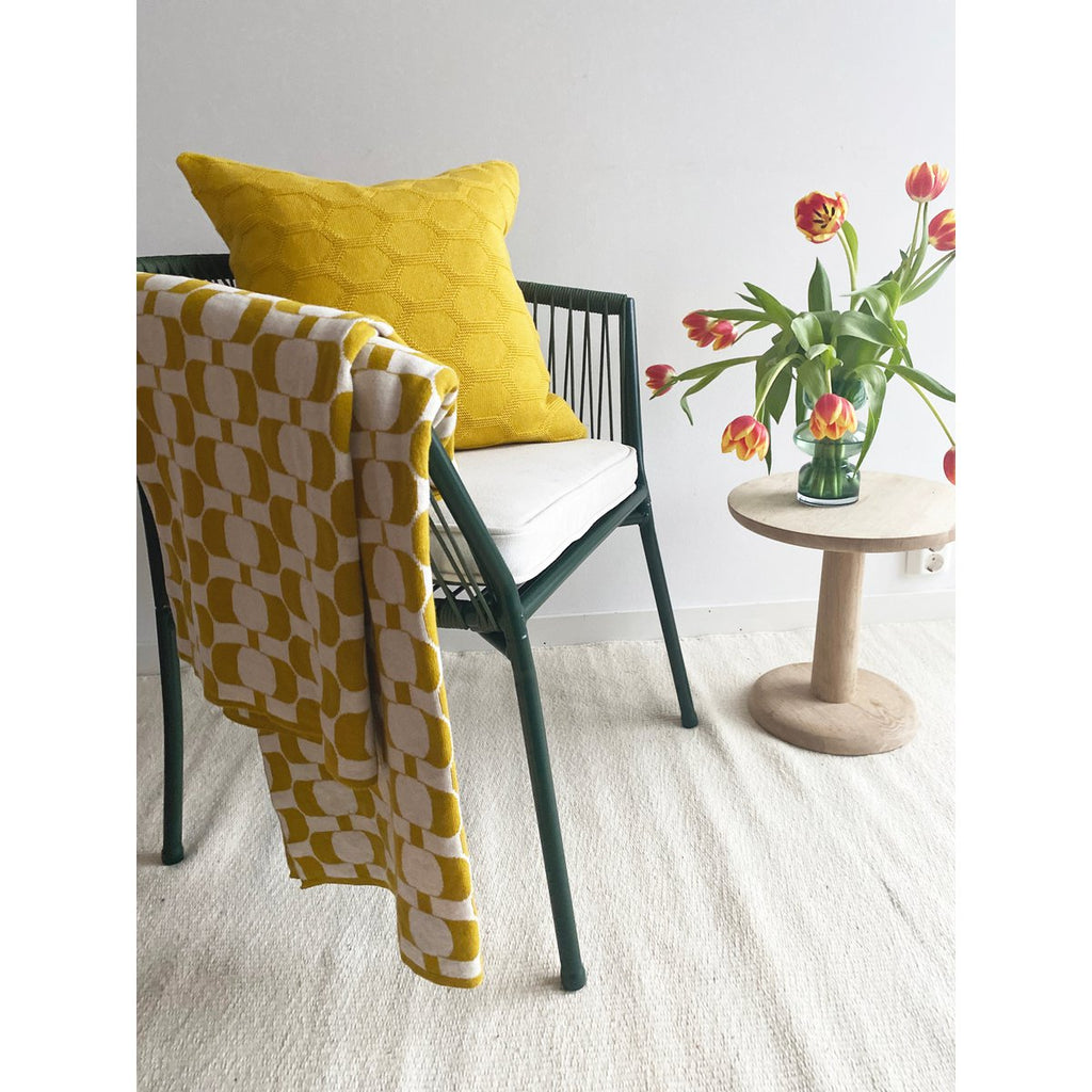 Edith blanket light olive, soft jacquard knitted cotton