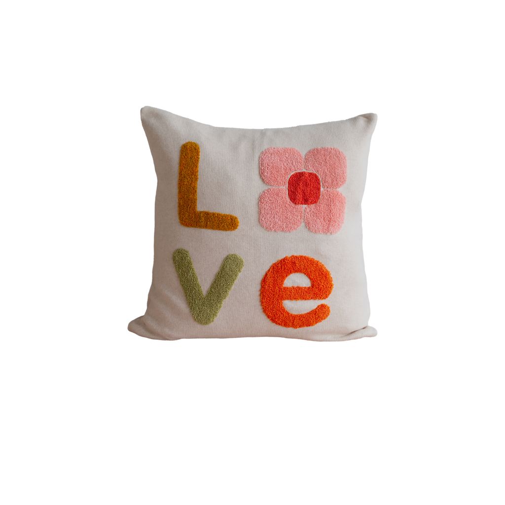 Hou van kussen- dekroze roze, zacht katoenen gebreide met punch naald borduurwerk