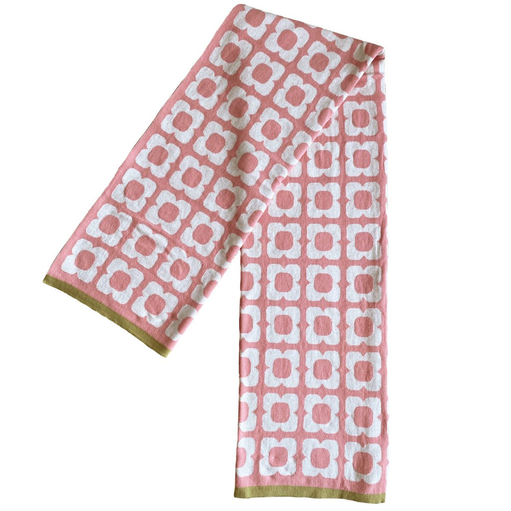 Doris blanket pink, soft jacquard knitted cotton
