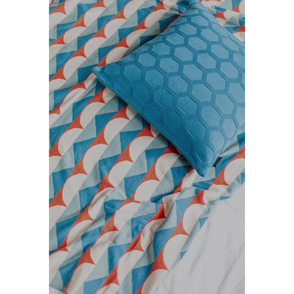 Toby deken blauw, zacht jacquard gebreide katoen