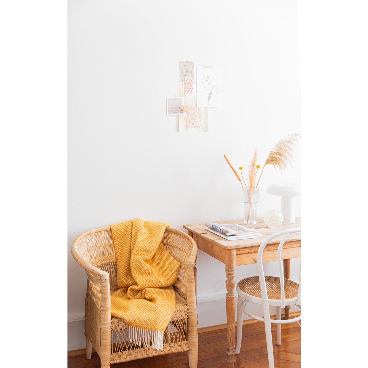 Fanny wollen deken geel, lichtgewicht pure Noorse wol