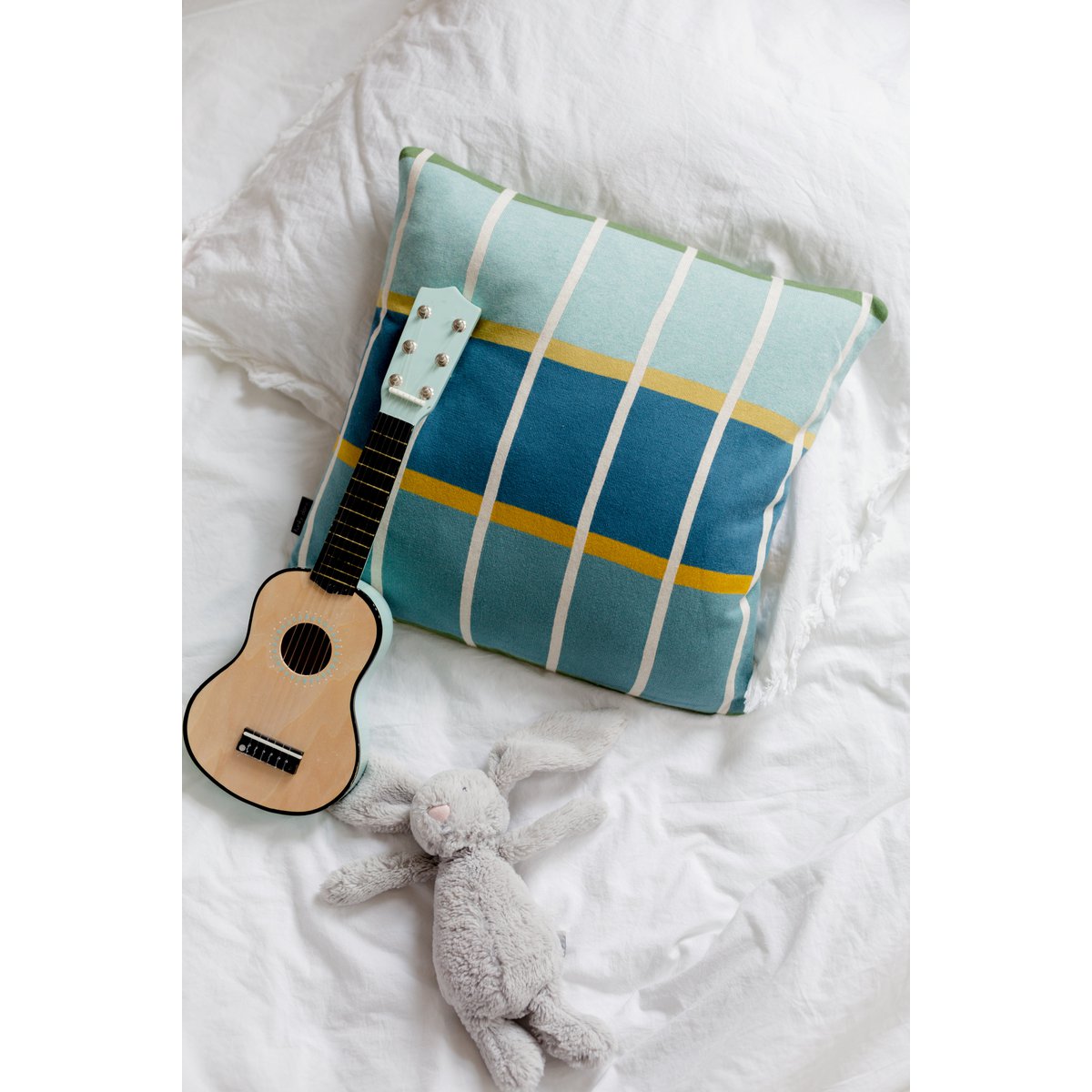 Alvin kussenhoes blauw, zacht jacquard gebreid katoen