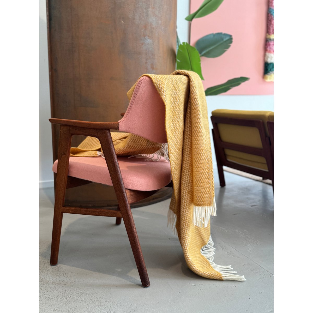 Fanny wollen deken geel, lichtgewicht pure Noorse wol