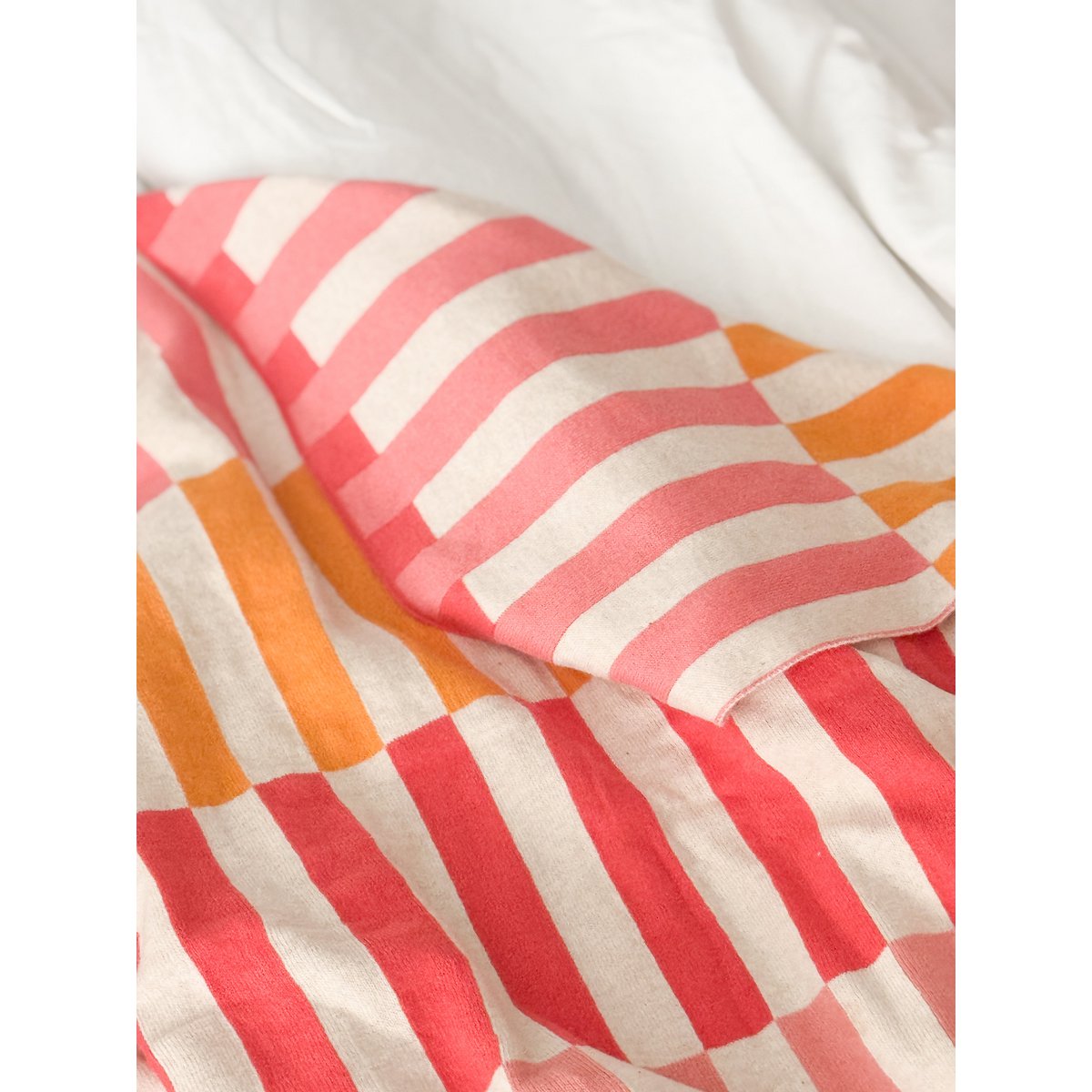 Mojo deken roze, zachte jacquard gebreide katoen.