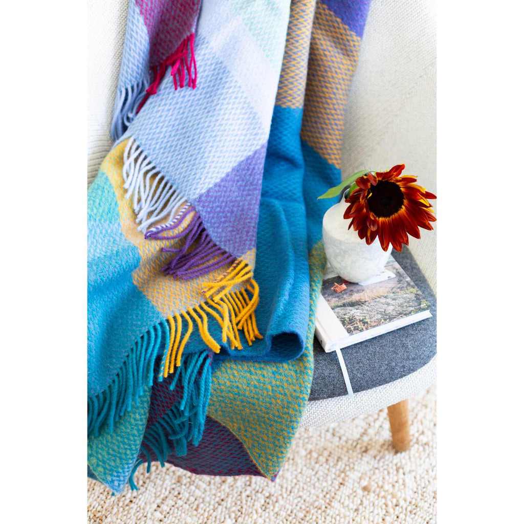 Frank deken blauw, geweven Noorse wol