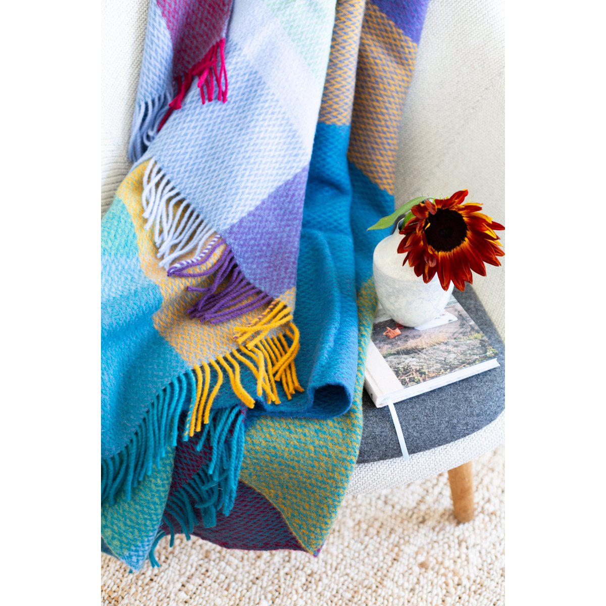 Frank deken blauw, geweven Noorse wol