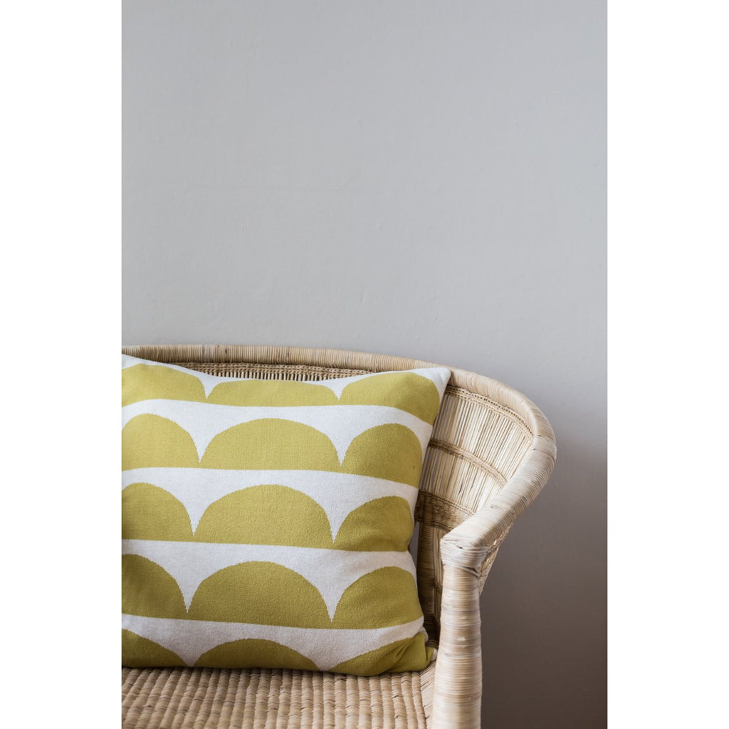 Kamelia kussen-cover olijf, zacht jacquard gebreide katoen