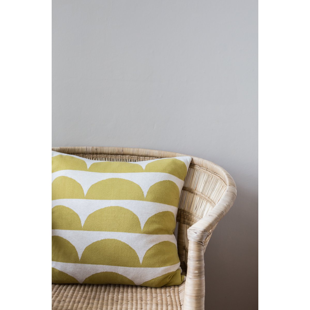 Kamelia kussen-cover olijf, zacht jacquard gebreide katoen