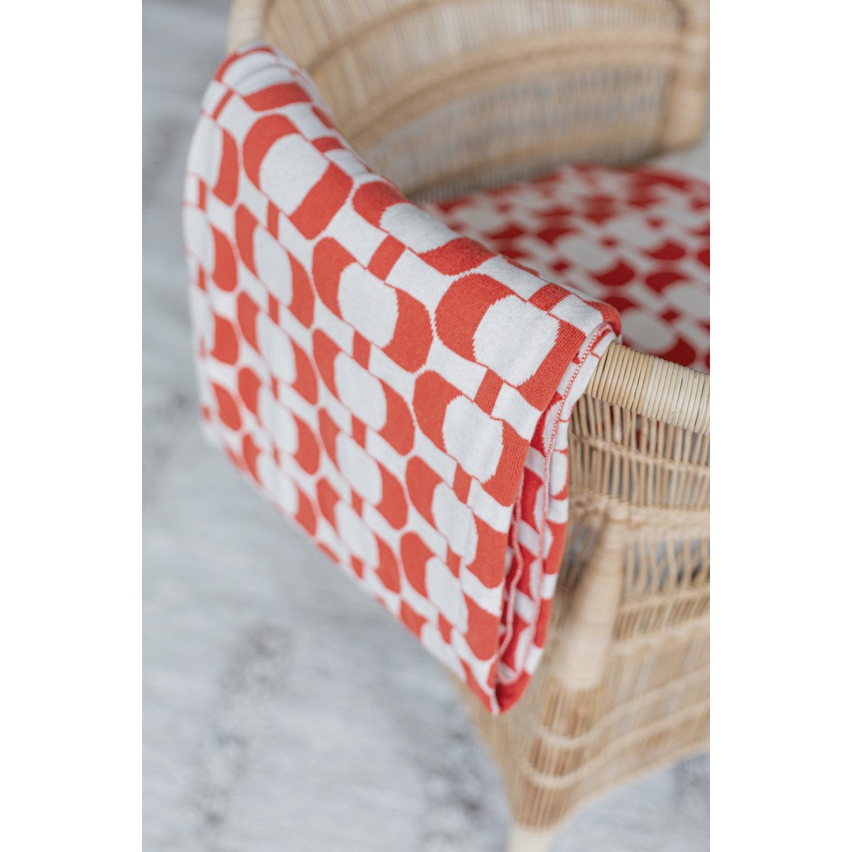 Edith blanket melon, soft jacquard knitted cotton